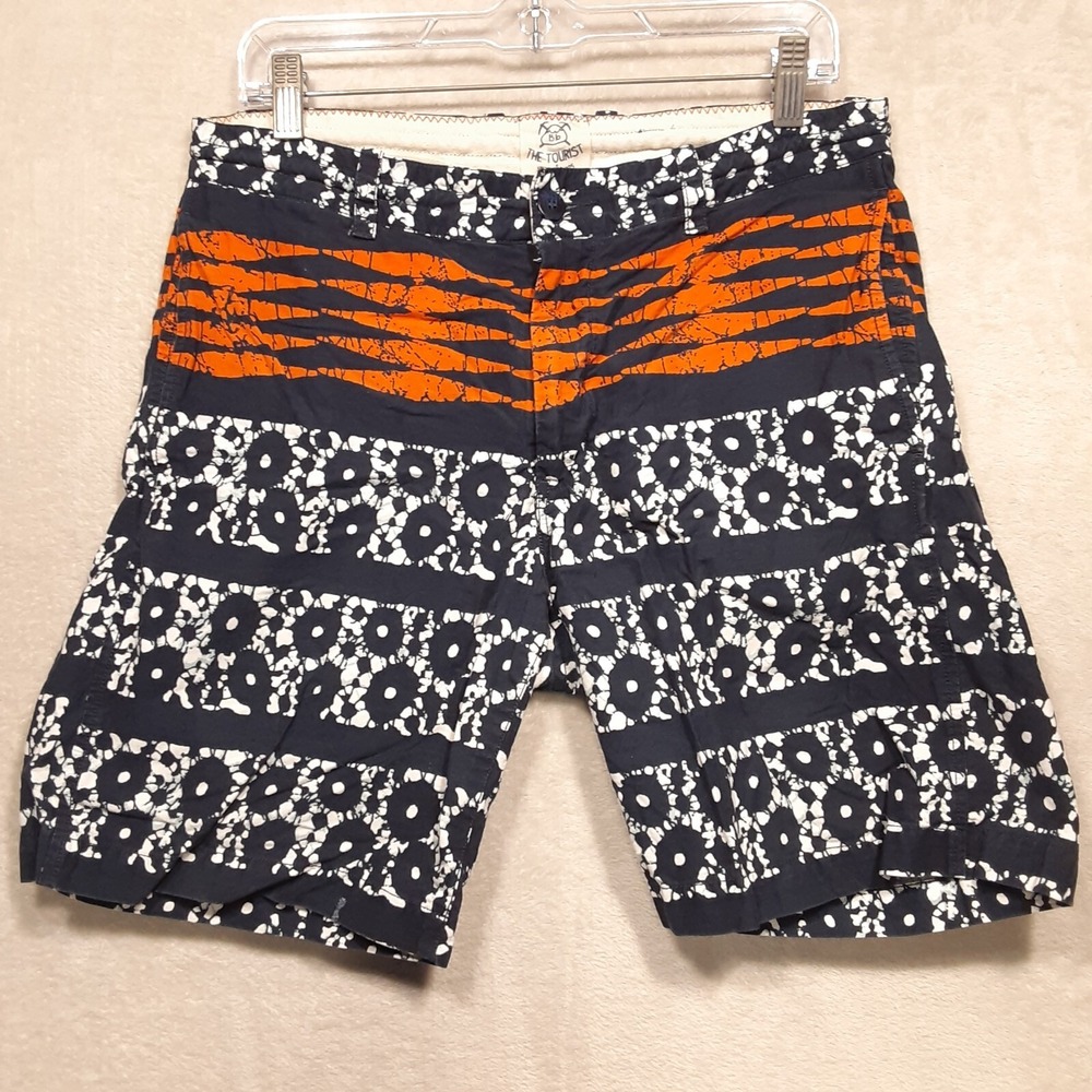Burkman Bros Mens Drawstring Casual Shorts Sz.32x8/Blue-Orange Floral/Tourist